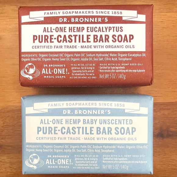 Dr Bronner’s Bars 8 Pure Castile Bar Soaps Scented With Essential Oils - Picture 3 of 5
